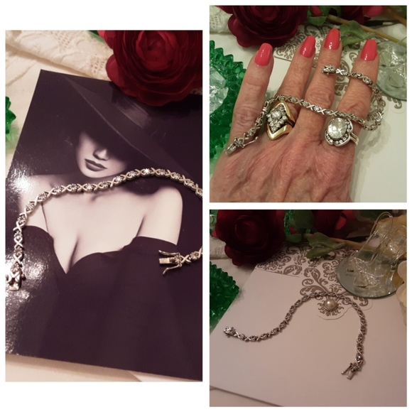 Jewelry - VINTAGE 925 SOLID STERLING SILVER CZ LOVE & KISSES TENNIS BRACELET